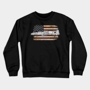 A-10 Thunderbolt Warthog US Aircraft Plane USAF Airplane American flag Crewneck Sweatshirt